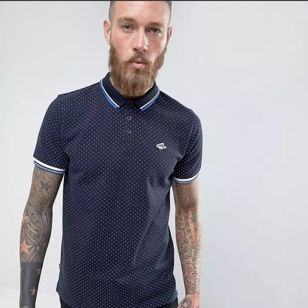 LE SHARK dotted blue polo size XL